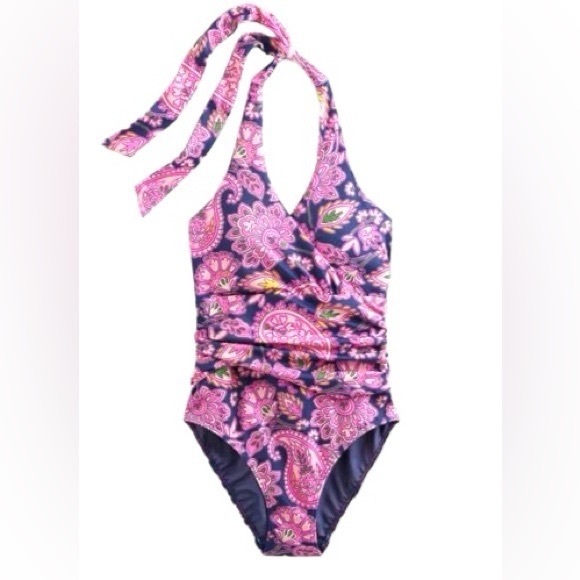Boden Levanzo Ruched Halter Swimsuit fiesta multi color paisley Size US 6R - Picture 3 of 12
